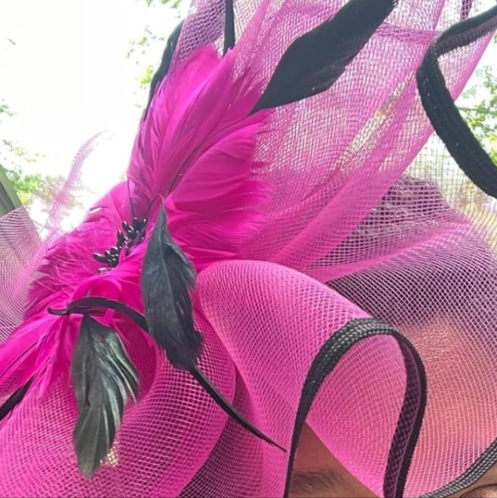 NEW! Fuschia And Black Kentucky Derby Hat - Picture 6 of 6